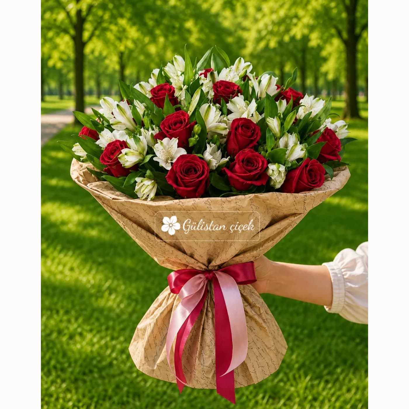21 Gül ve 11 Alstroemeria Buketi