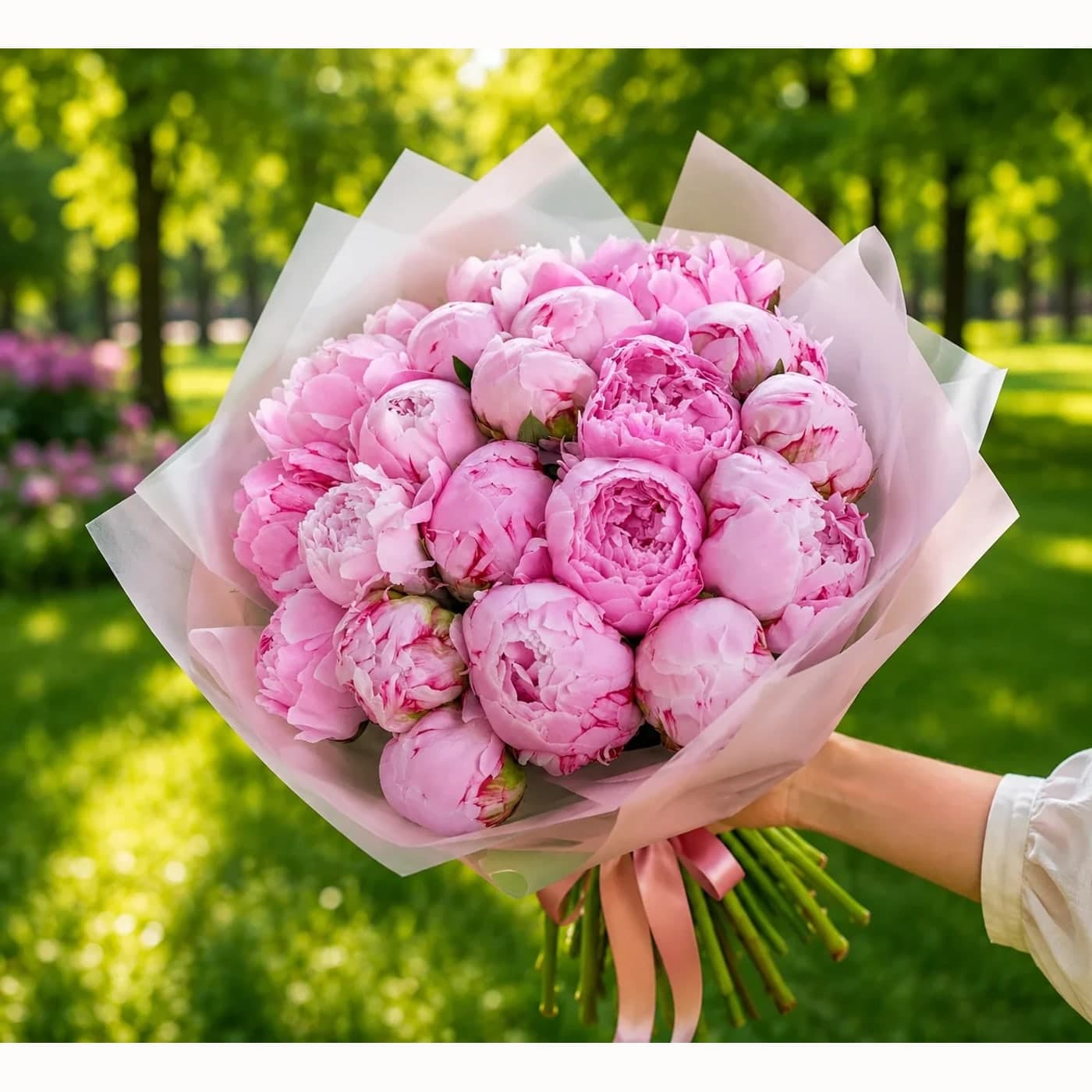 21 Pembe Şakayık Buketi