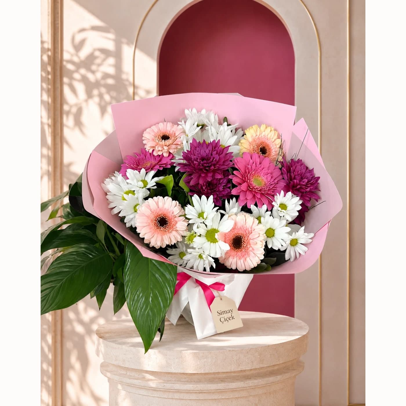 Bahar Işıltısı Pembe Gerbera Buketi