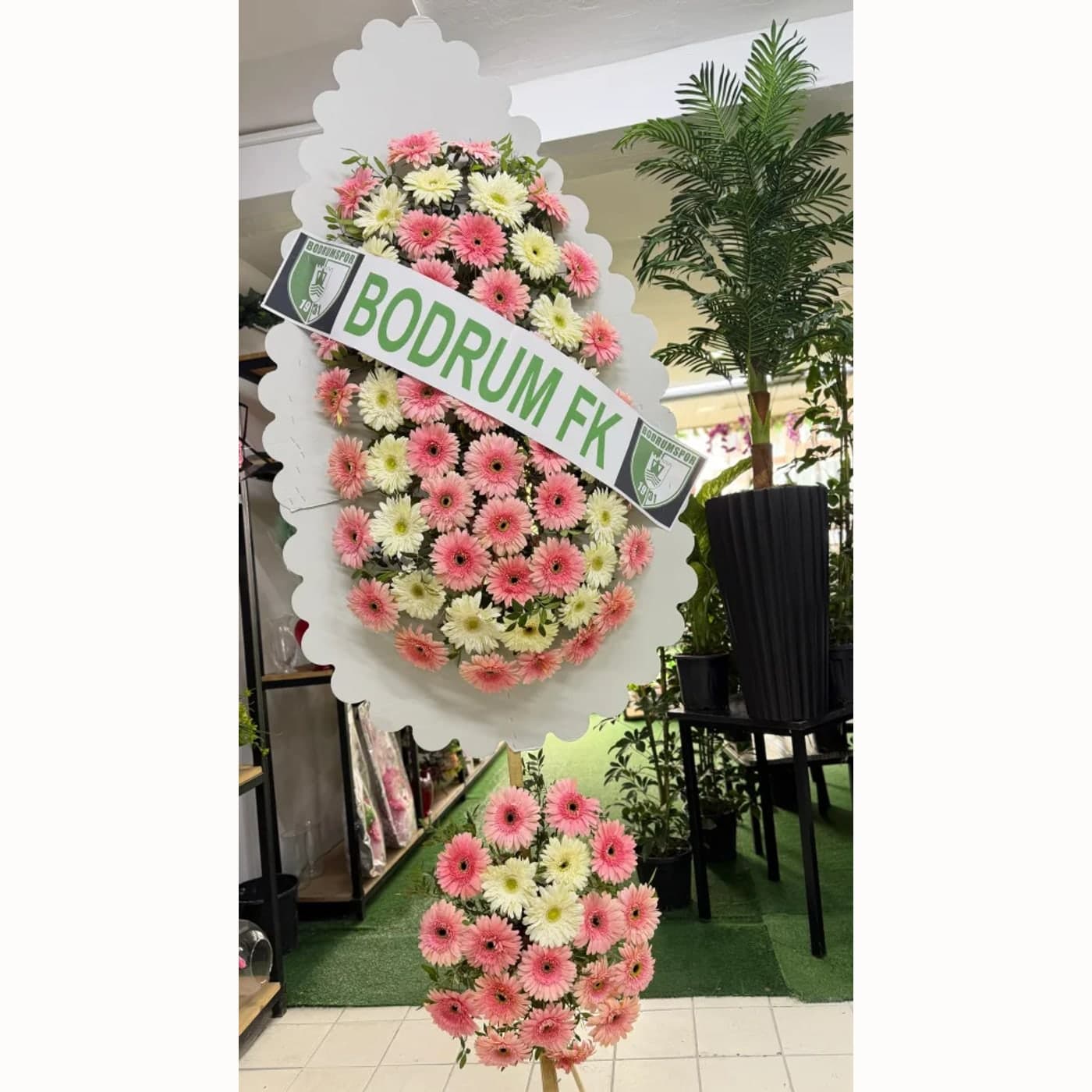 Düğün Açılış Duvak Sepet Çelengi - Pembe Gerbera