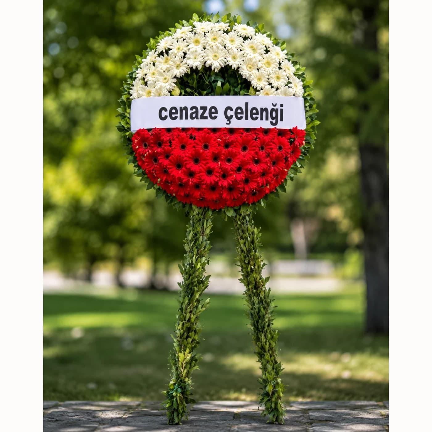 Kırmızı Beyaz Cenaze Çelengi
