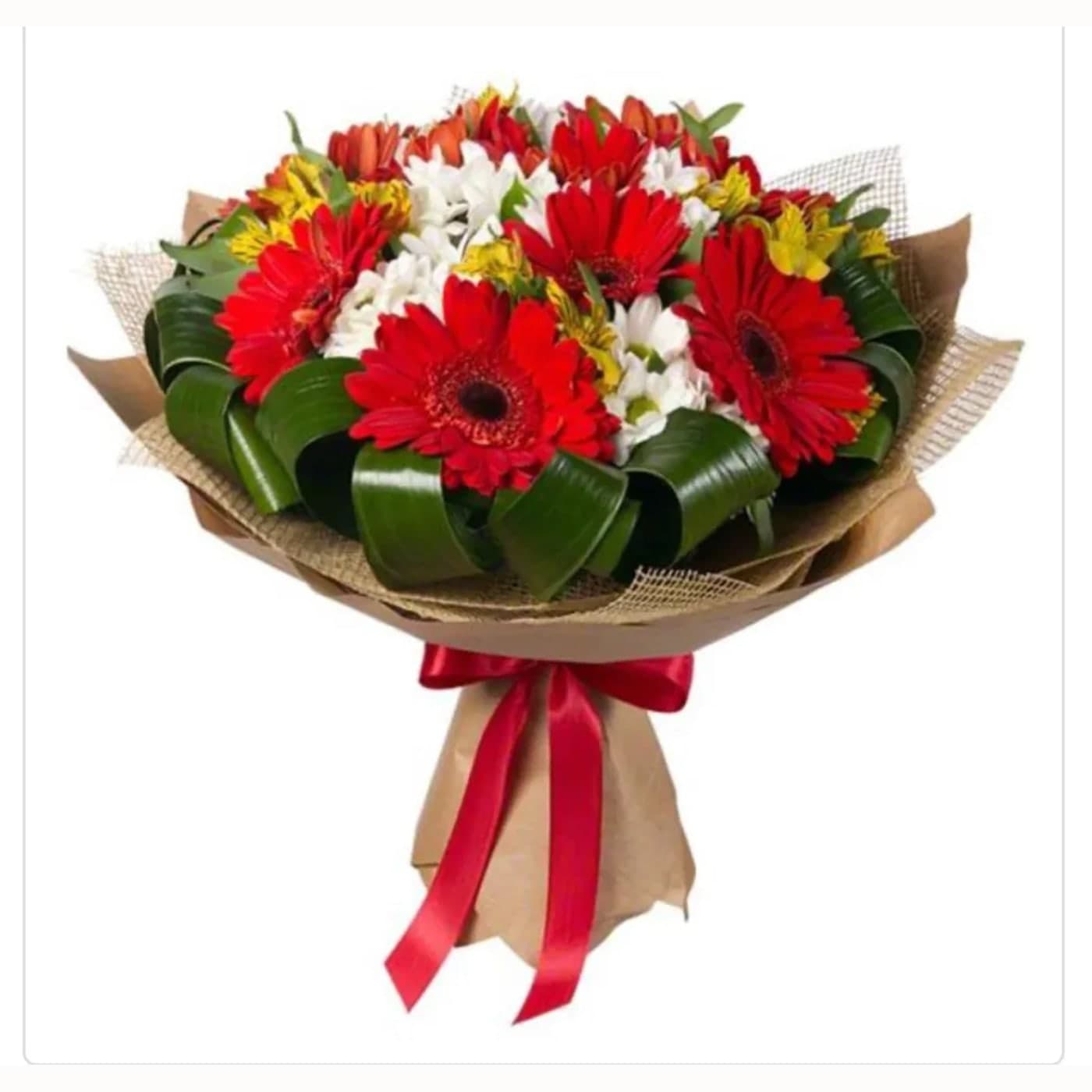 Kırmızı Gerbera ve Astromerya Buketi